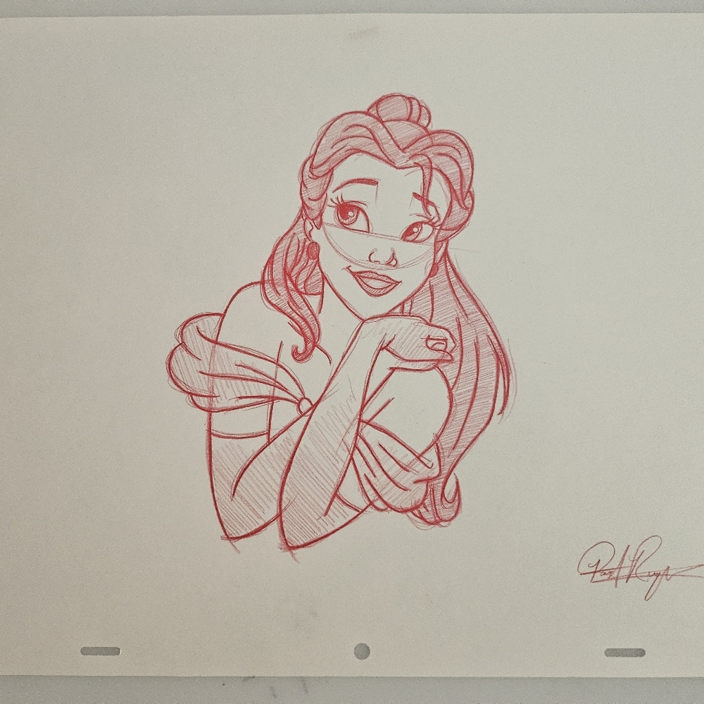 Disney Beauty and The Beast Belle Character Drawing/Sketch Animation Art Signed